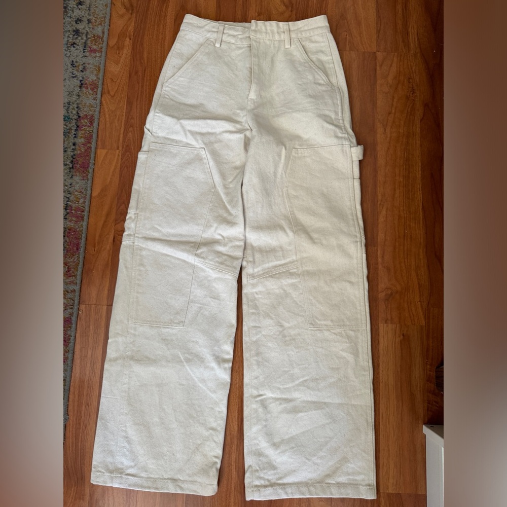 BALM WEARS: Cream high rise cargo jeans — Great condition; never been worn